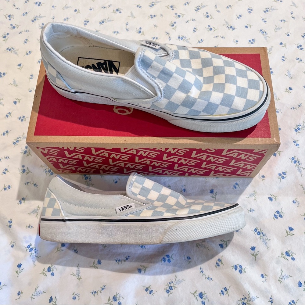 VANS checkered baby blue CLASSIC SLIP-ON sneakers